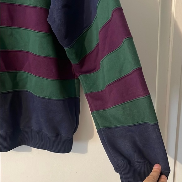 Navy Striped Polo Sweatshirt - Picture 6 of 7